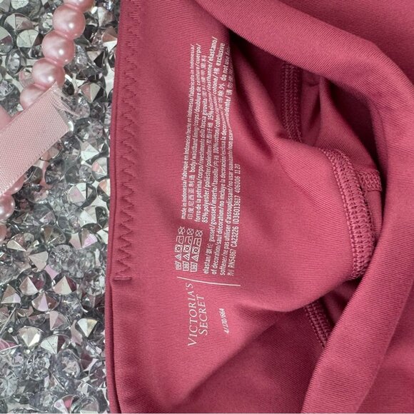 Victoria secret leggings pink gold logo pockets crop ankle fit tight yoga pants - Picture 5 of 8